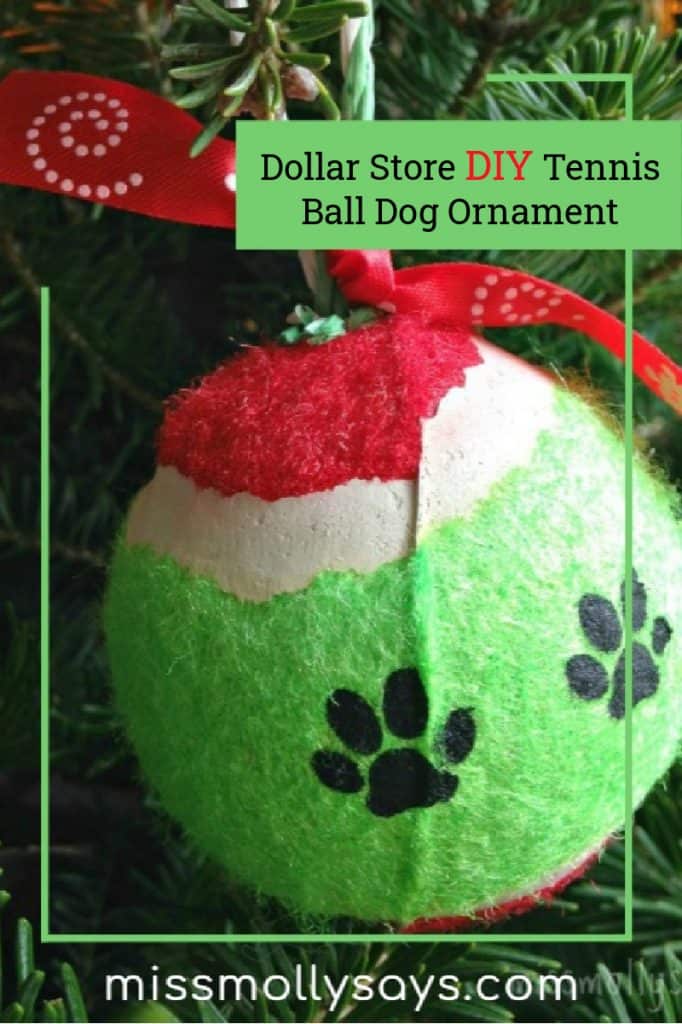 Dollar Store DIY Tennis Ball Dog Ornament Miss Molly Says