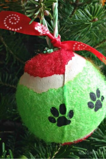 Dollar Store DIY Tennis Ball Dog Ornament