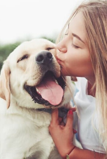 Girl and beautiful Labrador Retriever