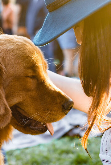 Closeup of a woman and dog