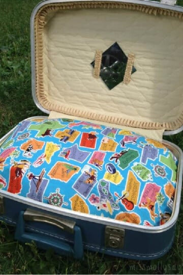 Easy No Sew Upcycled Suitcase Pet Bed