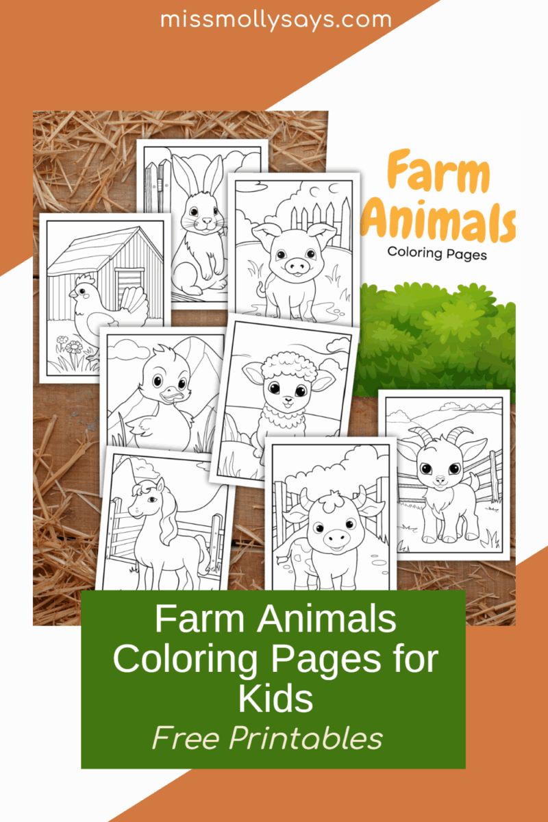 Free Farm Animals Coloring Pages for Kids- Miss Molly Says