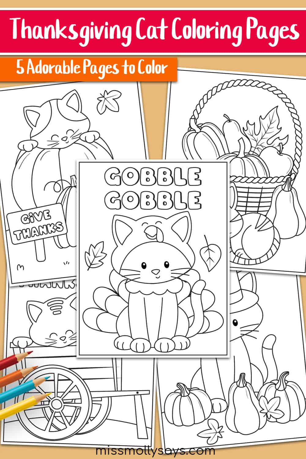 Adorable Thanksgiving Cat Coloring Pages for Kids Free Printables Adorable Thanksgiving Cat Coloring Pages for Kids Free Printables