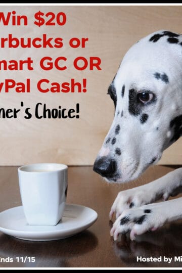 Win $20 Starbucks or Walmart GC OR PayPal Cash
