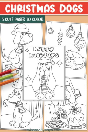 Christmas Dogs Coloring Pages for Kids