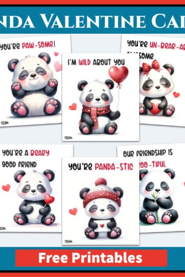 Free Printable Panda Valentine Cards for Kids